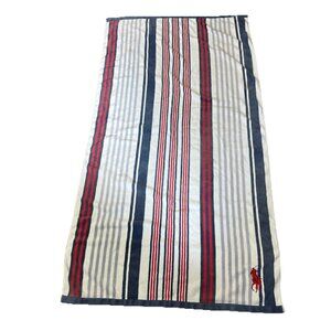 Polo Ralph Lauren 33X60 Red Embroidery Pony Striped Beach Bath Towel Plush